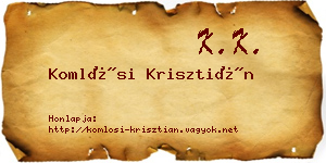 Komlósi Krisztián névjegykártya